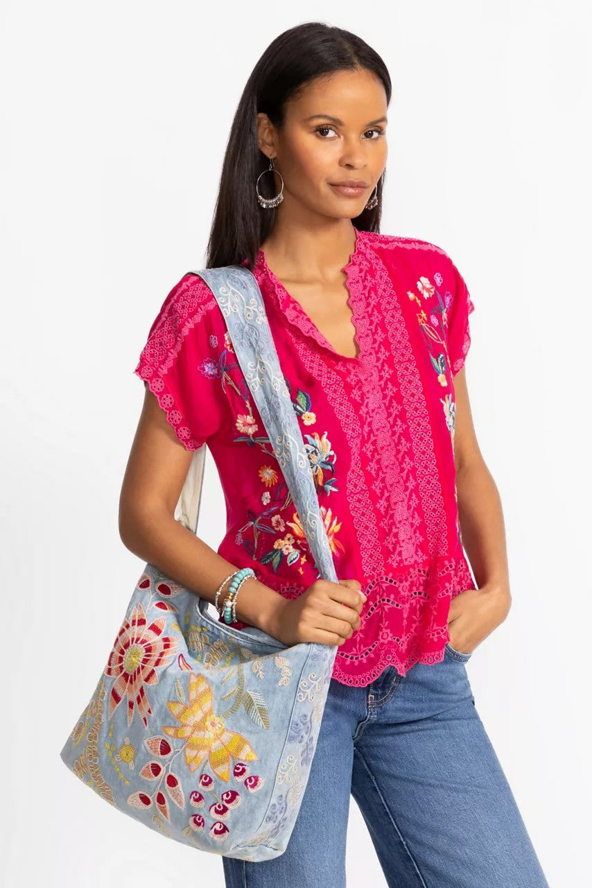 Johnny Was Women WIDE STRAP DENIM TOTE BAG
