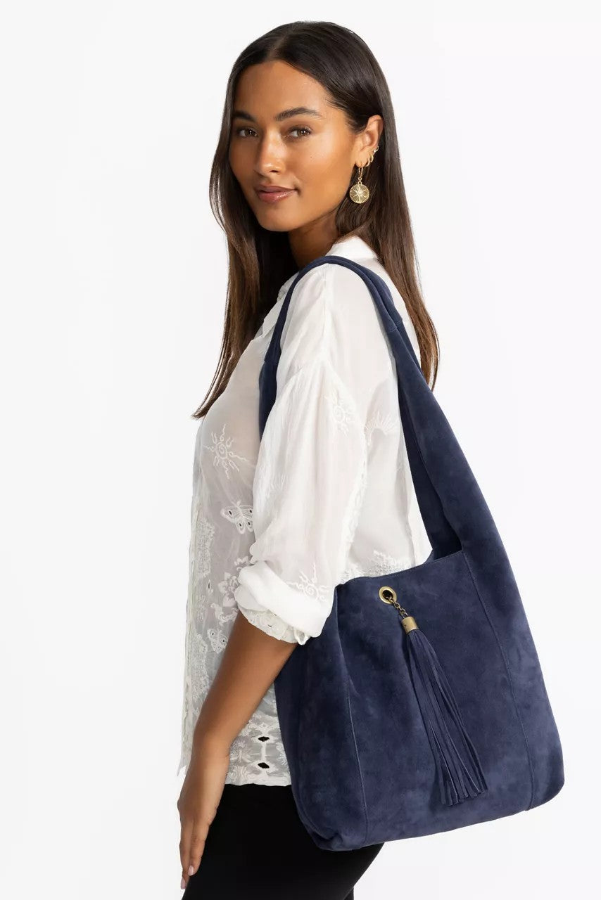 Johnny Was Women TASSEL CHAIN ITALIAN SUEDE HOBO BAG