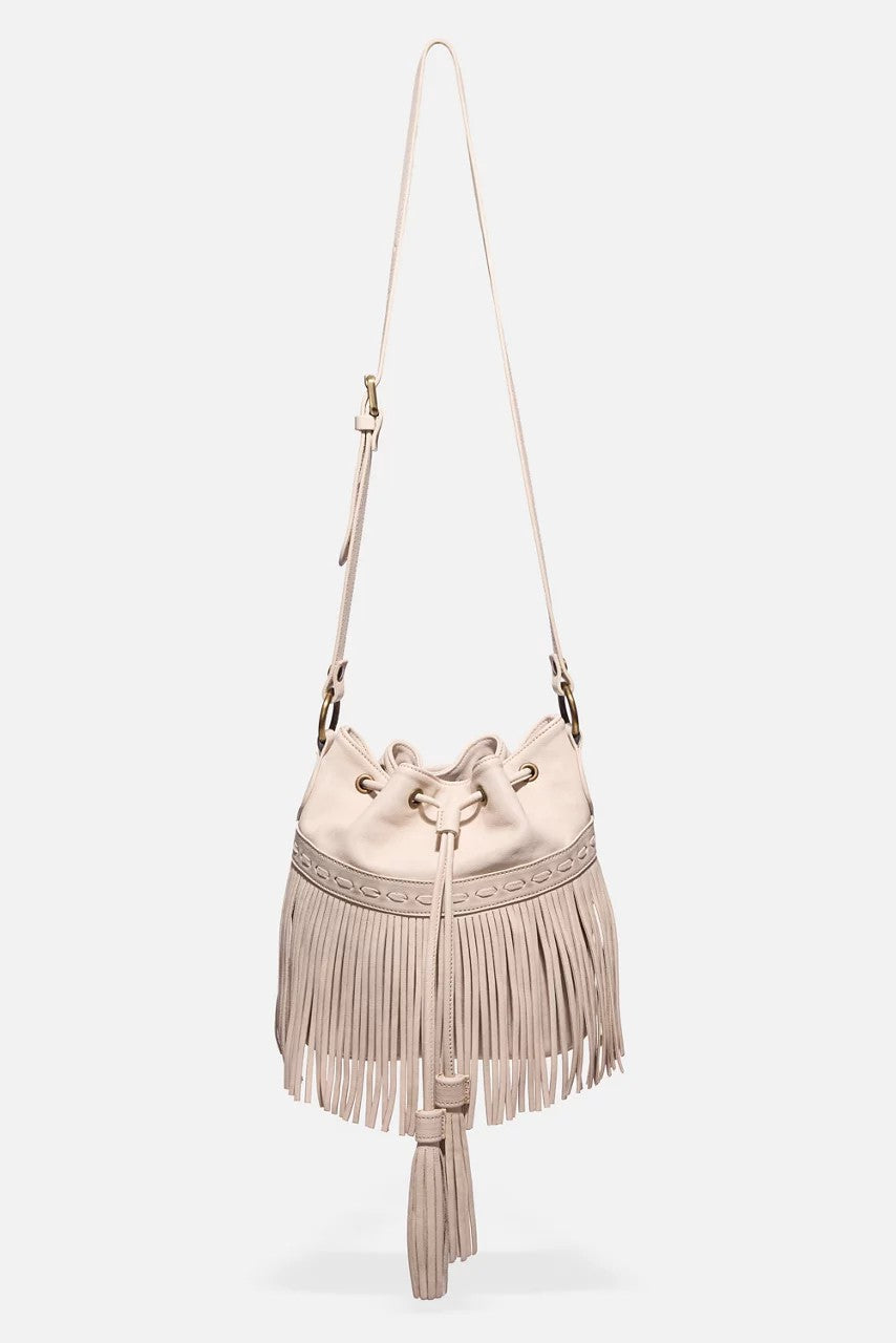 Johnny Was Women ITALIAN LEATHER FRINGE BUCKET BAG