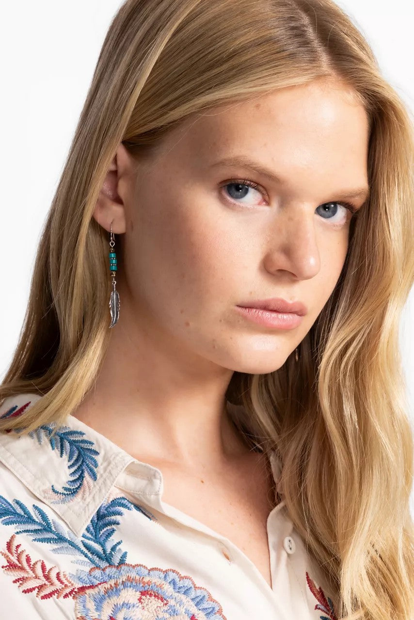 Johnny Was Women SEA FEATHERS DANGLE EARRINGS