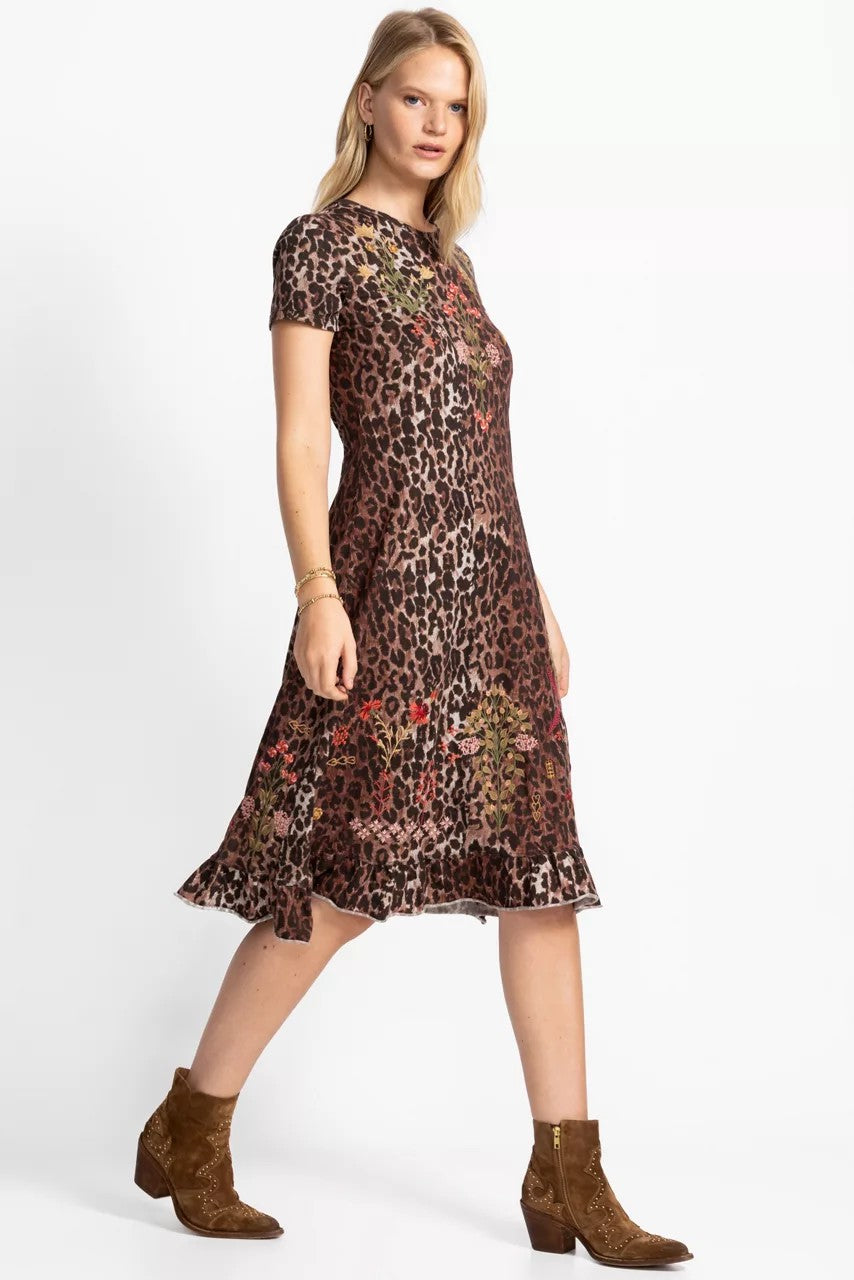 Johnny Was Women SHORT SLEEVE RUFFLE HEM DRESS
