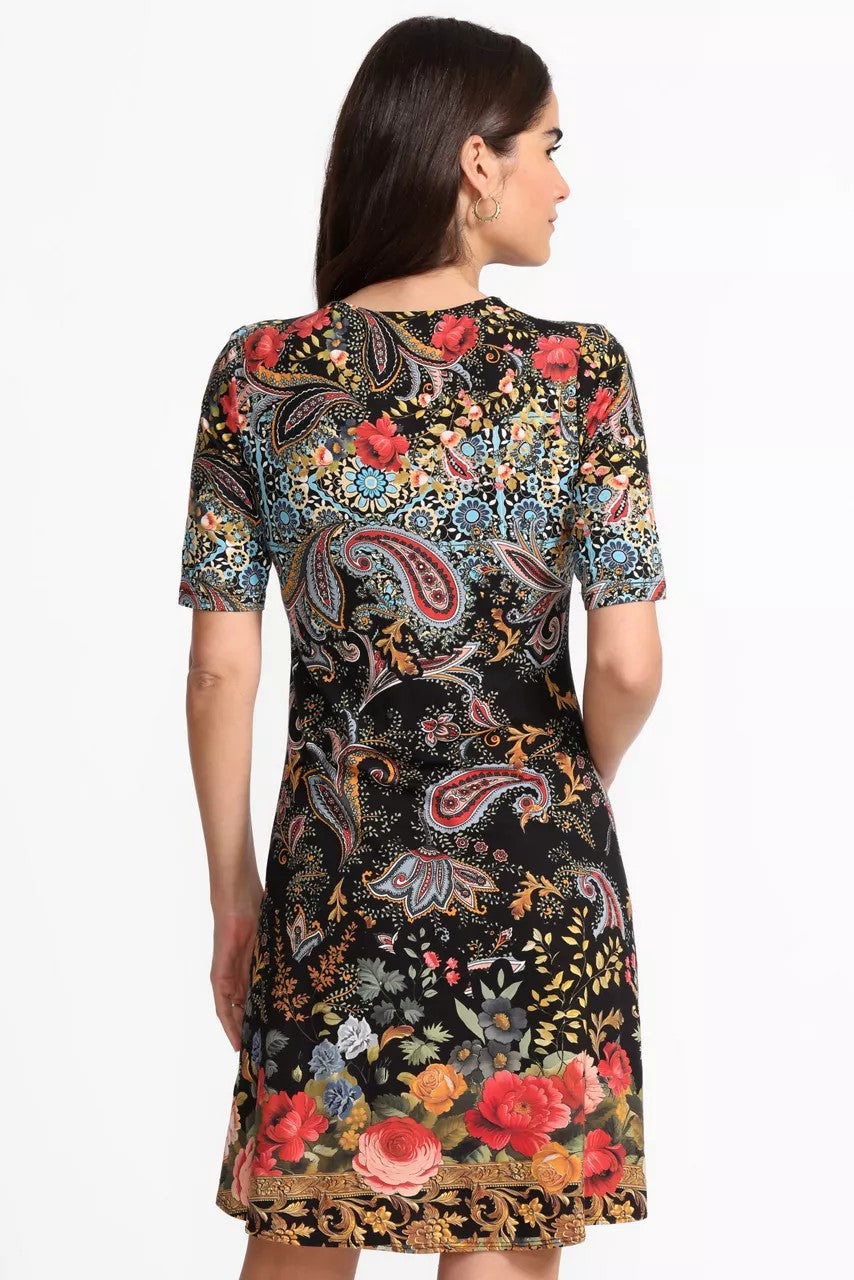 Johnny Was Women THE JANIE FAVORITE ELBOW SLEEVE MOCK NECK DRESS