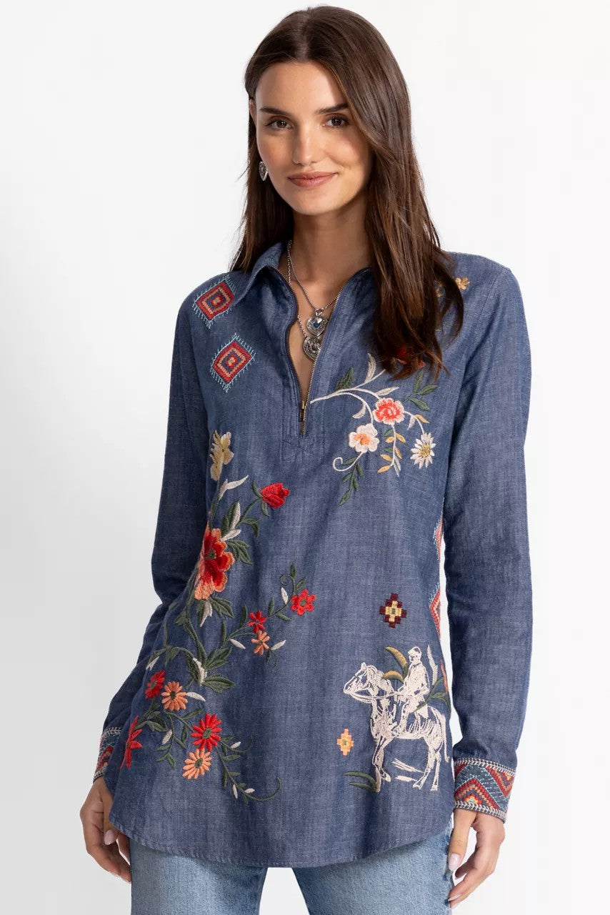 Johnny Was Women ZIPUP SHIRT TUNIC