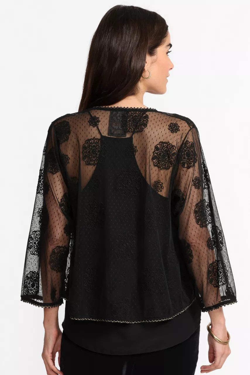 Johnny Was Women MERTINA EMBROIDERED MESH BOLERO