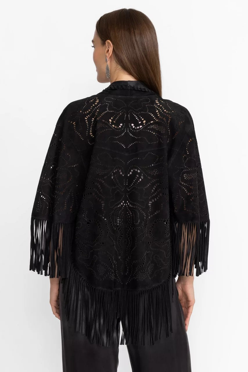 Johnny Was Women LASER CUT SUEDE PONCHO