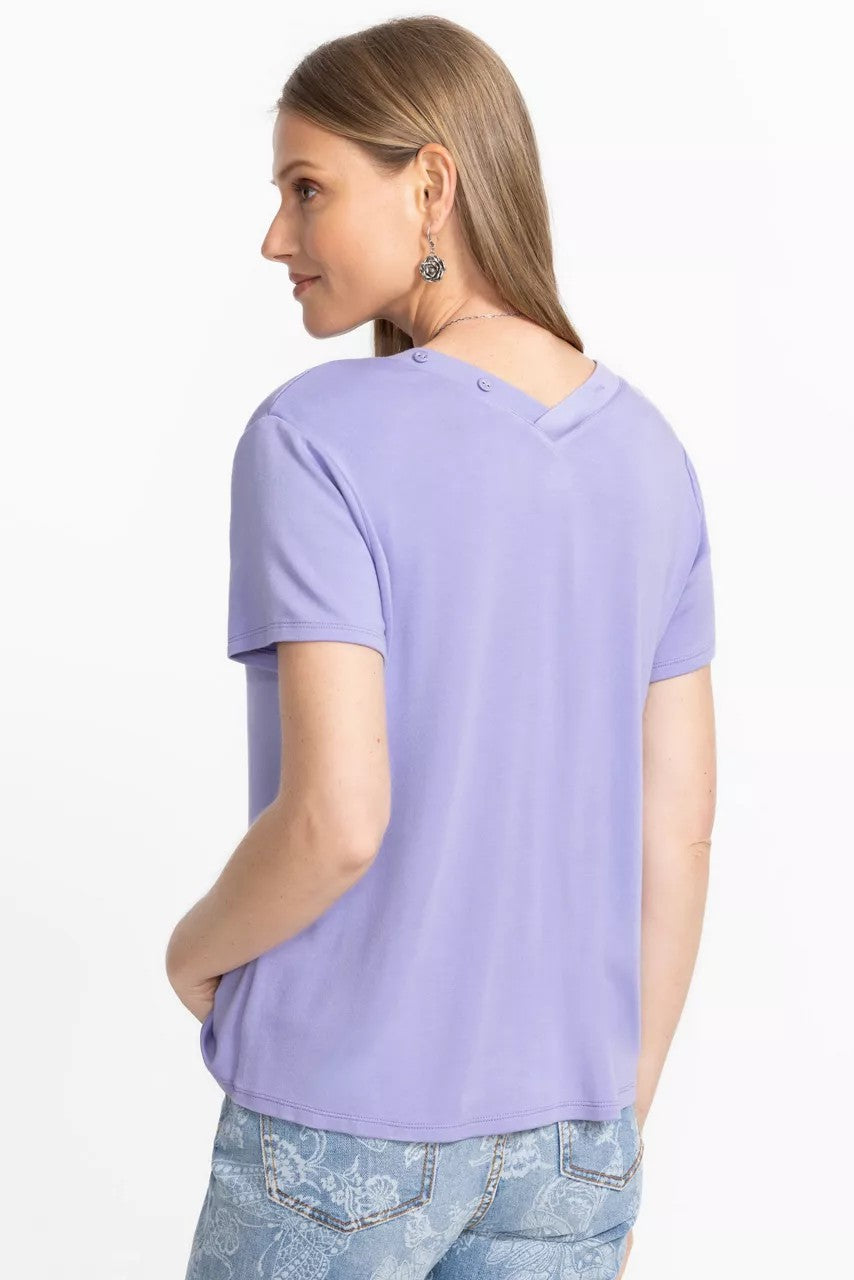 Johnny Was Women MODAL JERSEY BUTTON NECK TEE