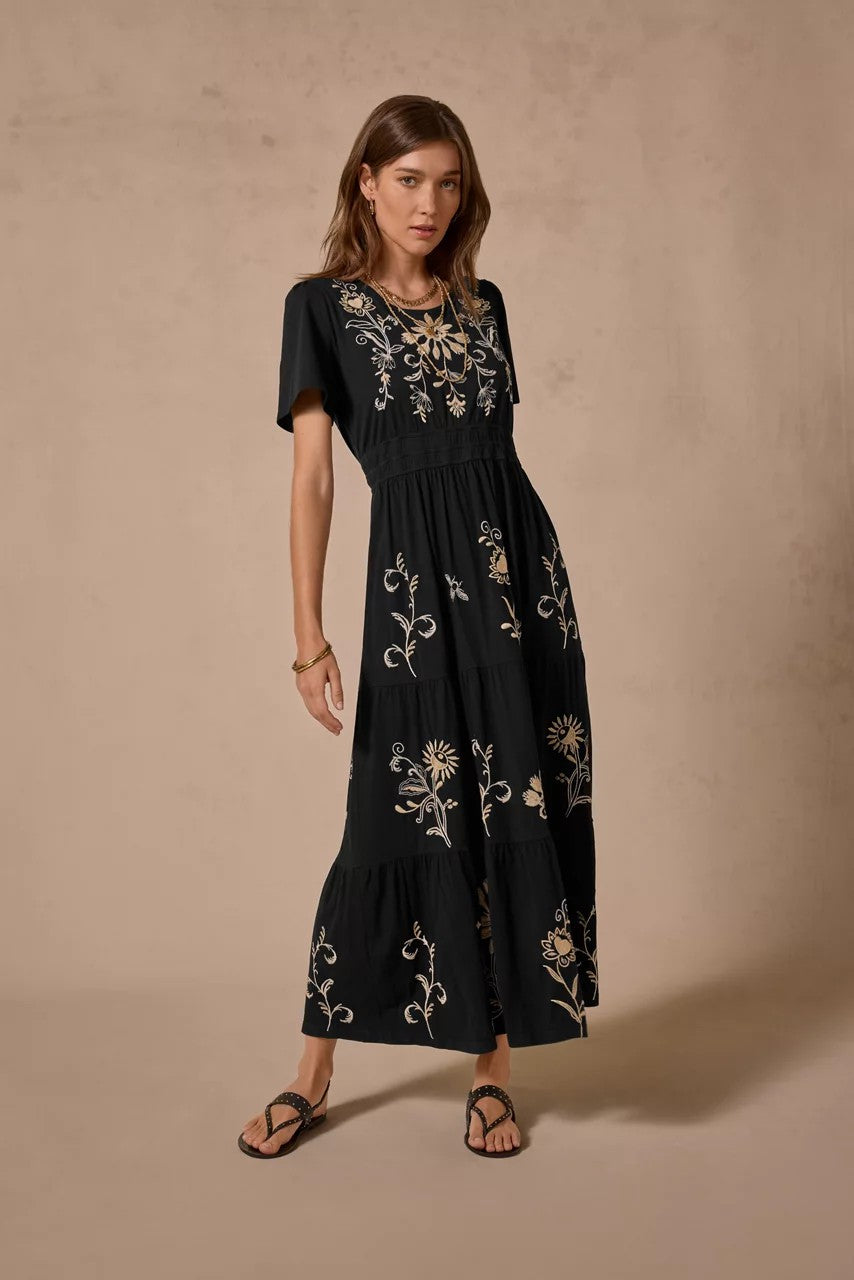 Johnny Was Women SMOCKED WAIST TIERED MAXI DRESS