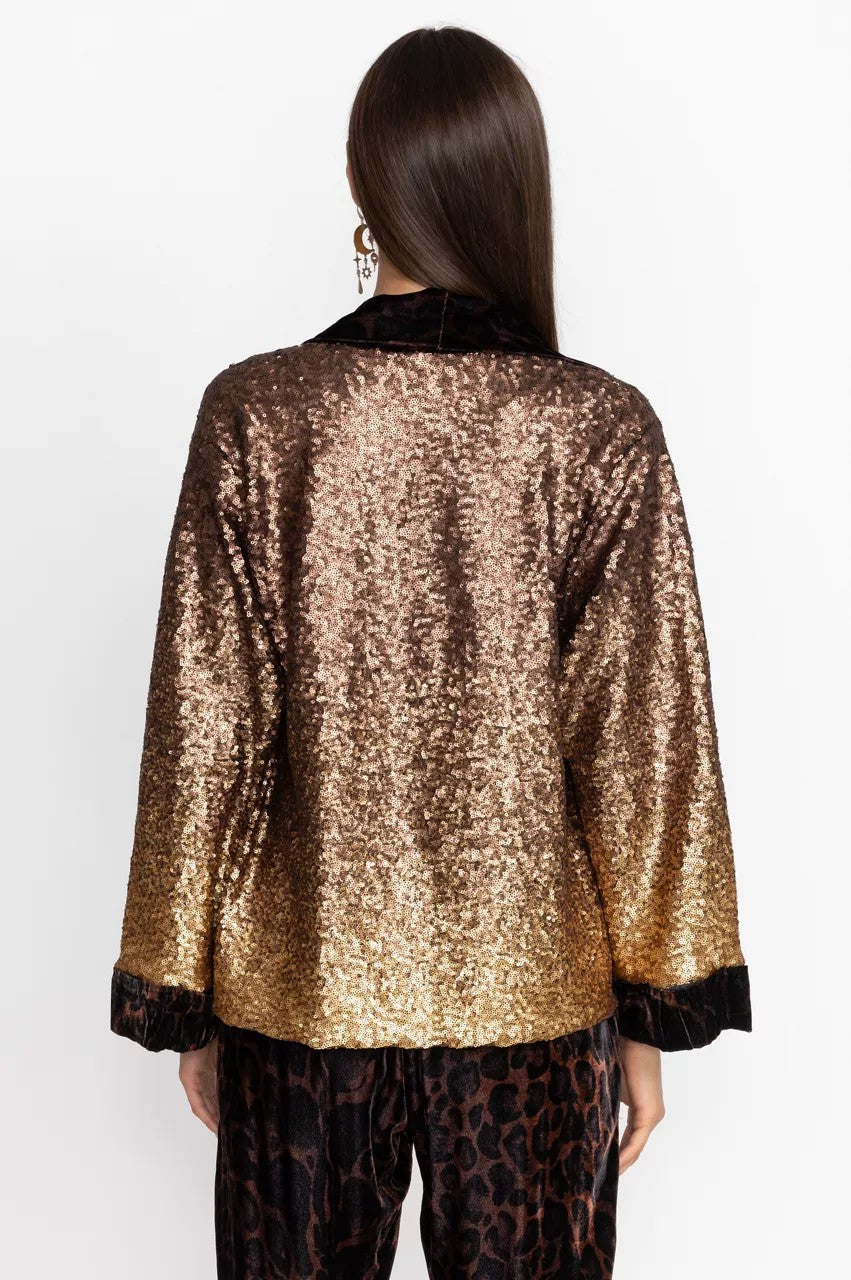 Johnny Was Women Sequin Gold Plaza Kimono
