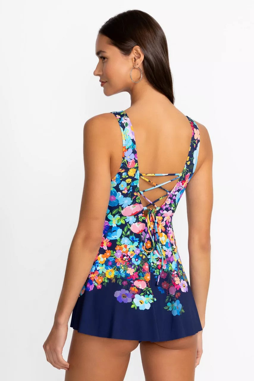 Johnny Was Women WILD BLOOM BACK TIE SKIRTED ONE PIECE