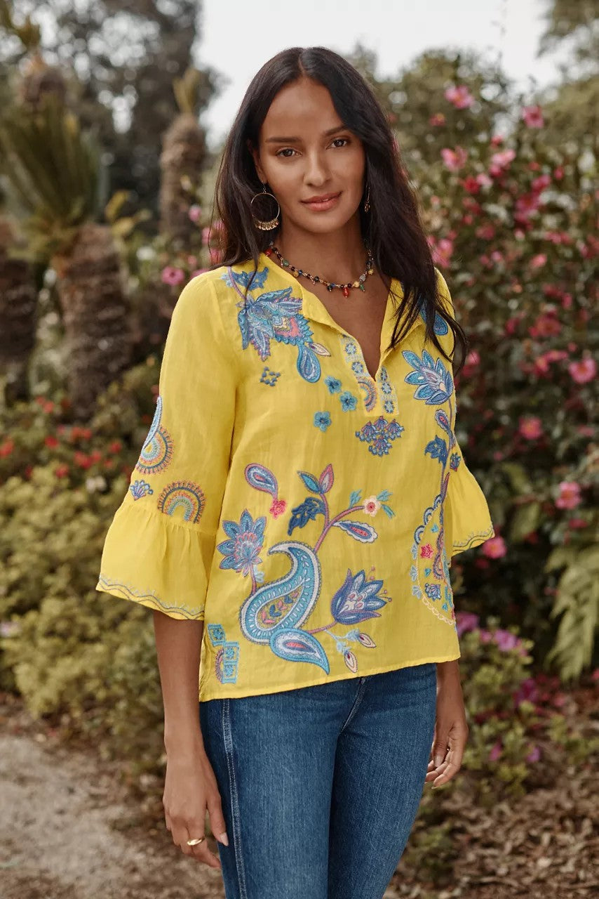 Johnny Was Women RUFFLE SLEEVE BLOUSE
