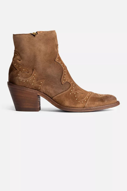 Johnny Was Women STUDDED ITALIAN SUEDE ANKLE BOOT