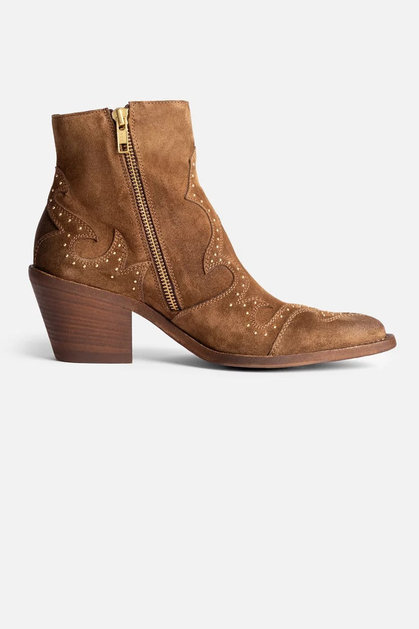 Johnny Was Women STUDDED ITALIAN SUEDE ANKLE BOOT