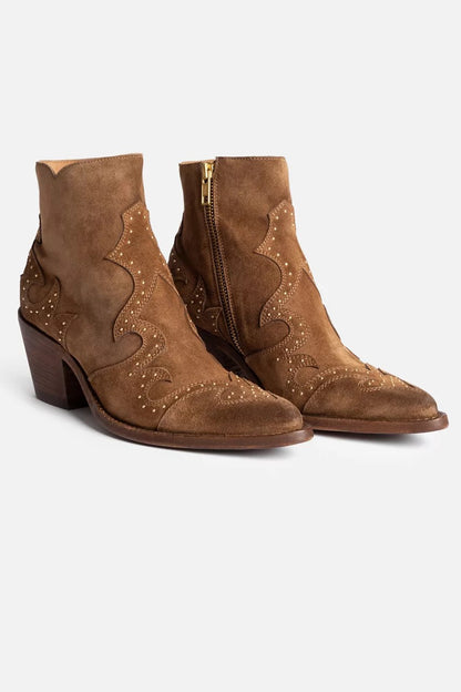 Johnny Was Women STUDDED ITALIAN SUEDE ANKLE BOOT