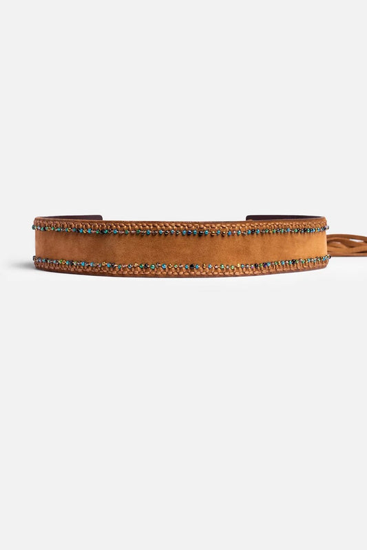 Johnny Was Women HANDBEADED ITALIAN SUEDE TASSEL BELT