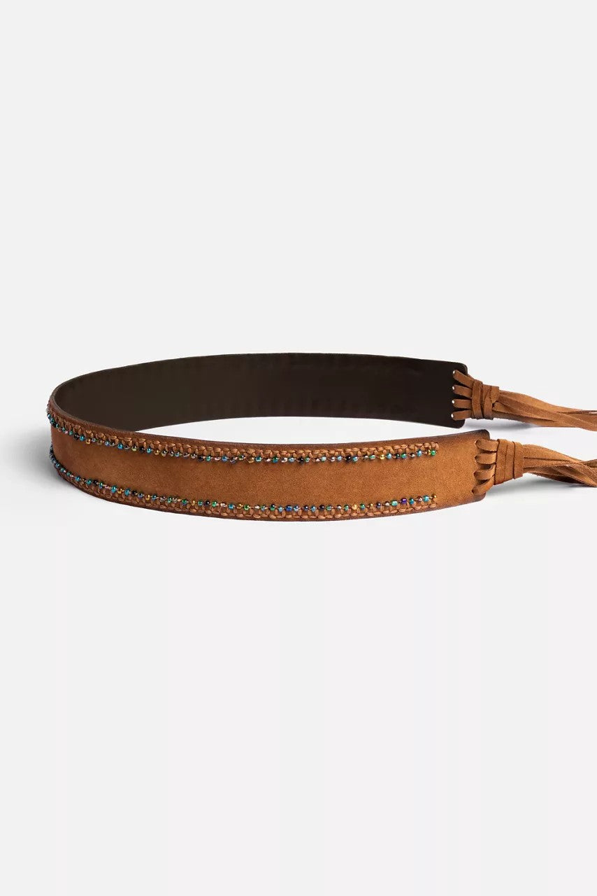 Johnny Was Women HANDBEADED ITALIAN SUEDE TASSEL BELT