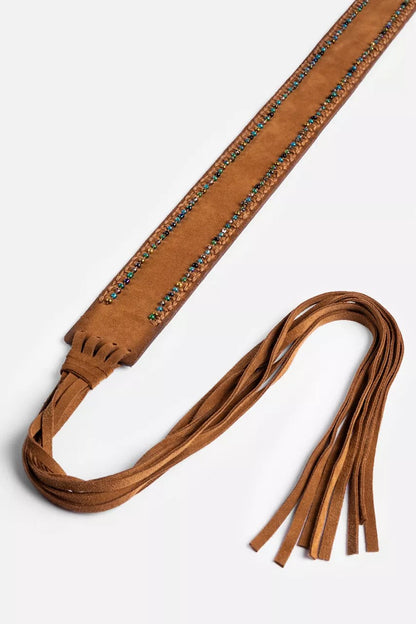 Johnny Was Women HANDBEADED ITALIAN SUEDE TASSEL BELT