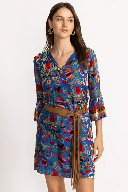 Johnny Was Women HANDBEADED ITALIAN SUEDE TASSEL BELT