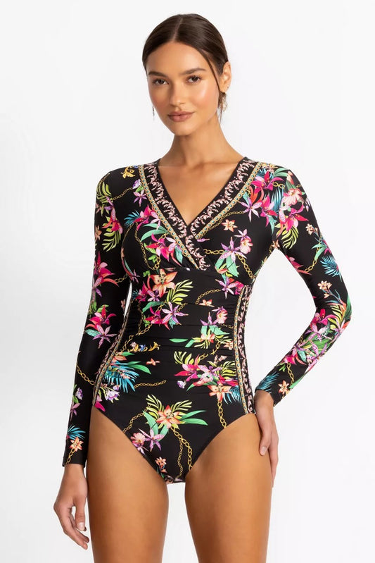 Johnny Was Women MILLER RUCHED WRAP SURF ONE PIECE