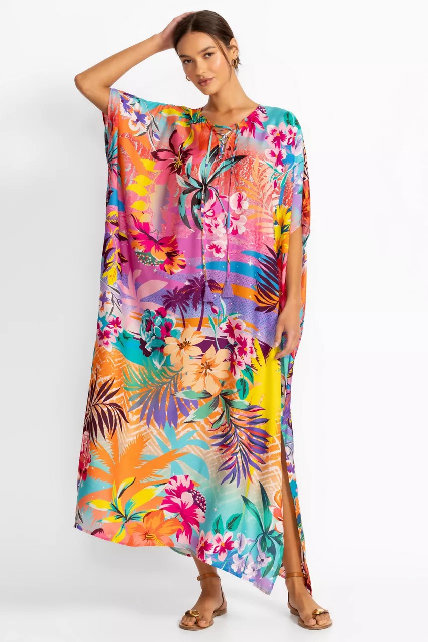 Johnny Was Women ZERU TIE NECK MAXI KAFTAN