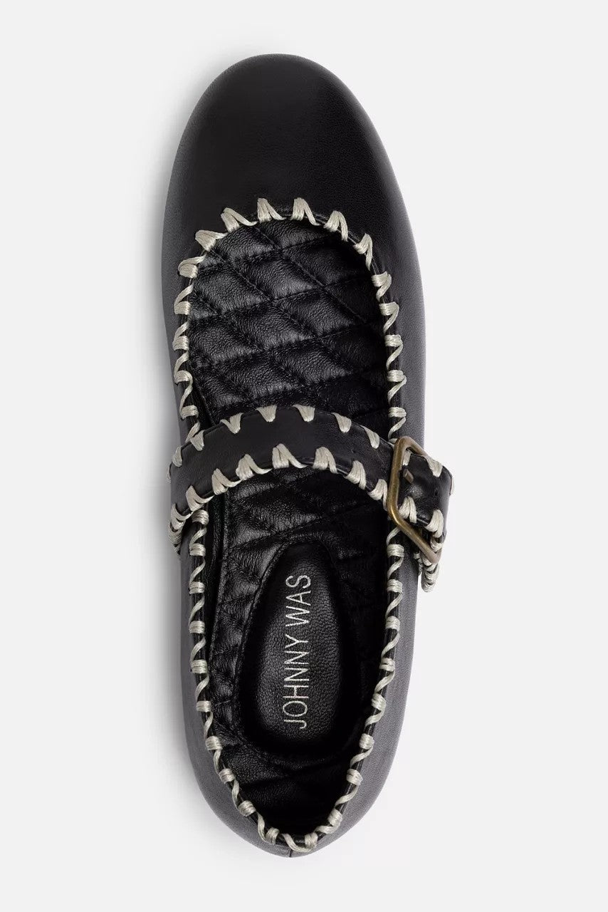 Johnny Was Women BLANKET STITCH LEATHER MARY JANE FLAT