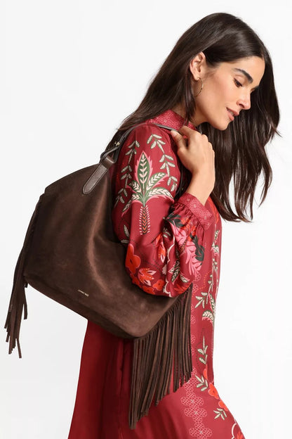 Johnny Was Women ITALIAN SUEDE FRINGE SHOPPER BAG