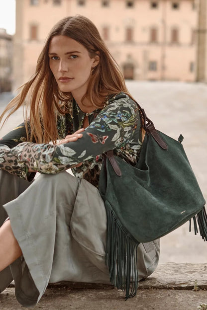 Johnny Was Women ITALIAN SUEDE FRINGE SHOPPER BAG