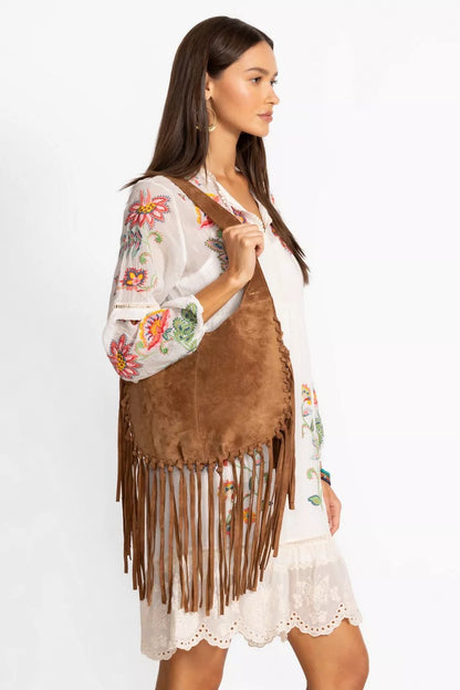 Johnny Was Women WESTERN ITALIAN SUEDE FRINGE BAG