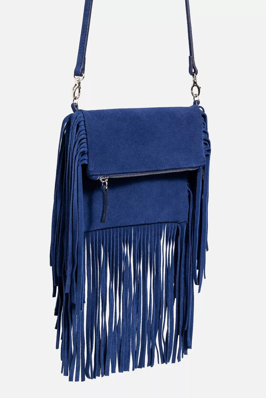 Johnny Was Women OCEANO ITALIAN SUEDE FOLDOVER FRINGE CROSSBODY