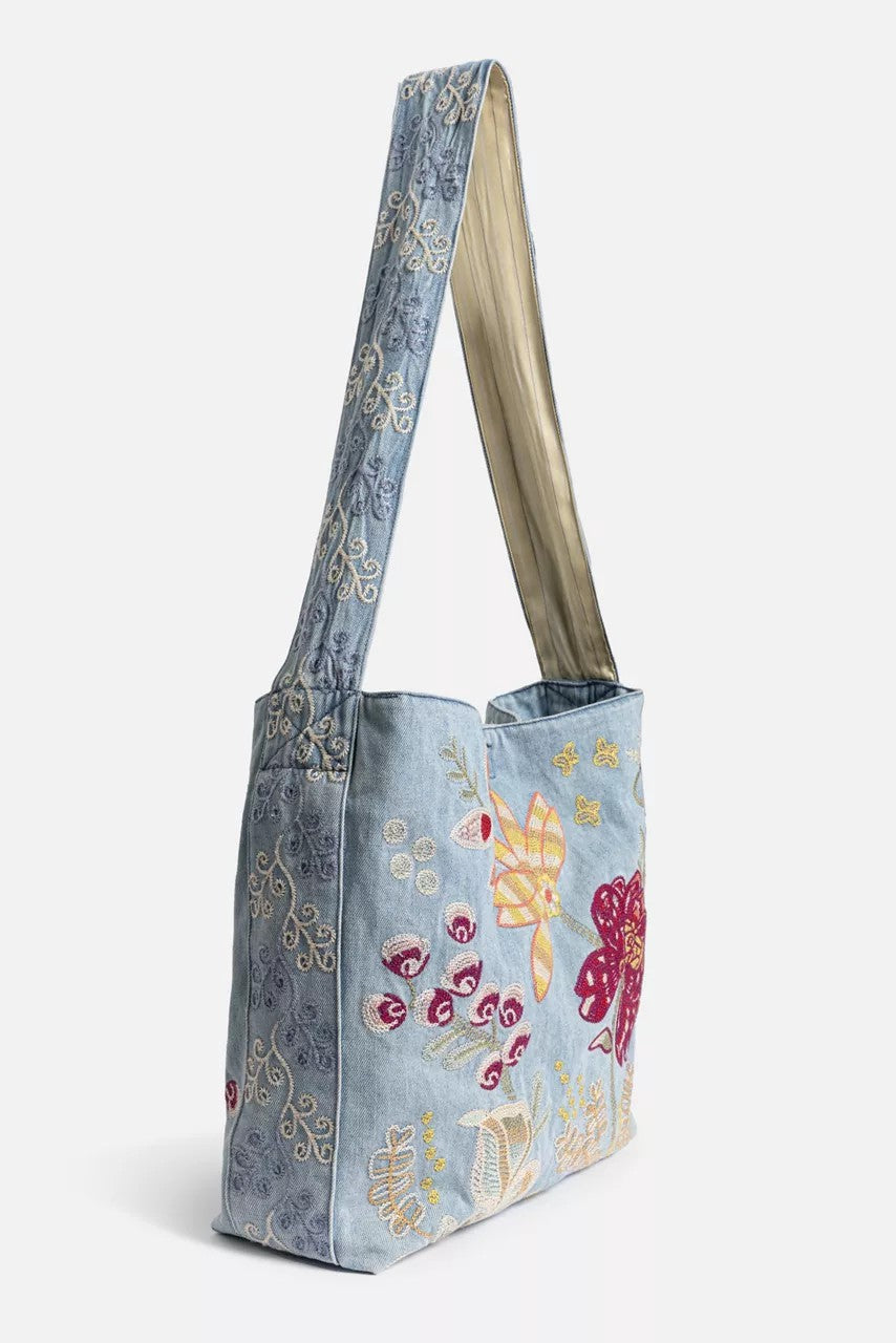 Johnny Was Women WIDE STRAP DENIM TOTE BAG