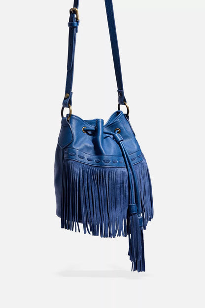 Johnny Was Women ITALIAN LEATHER FRINGE BUCKET BAG