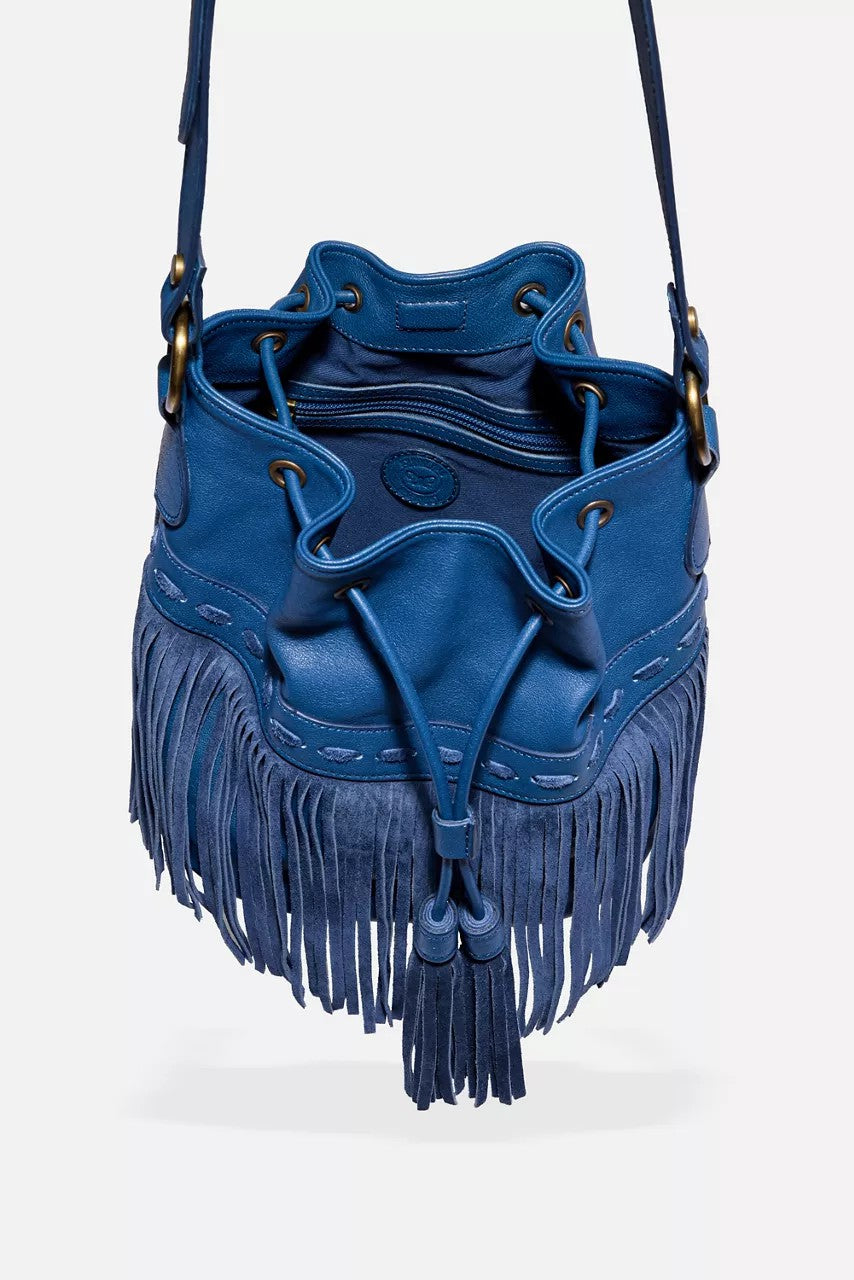 Johnny Was Women ITALIAN LEATHER FRINGE BUCKET BAG