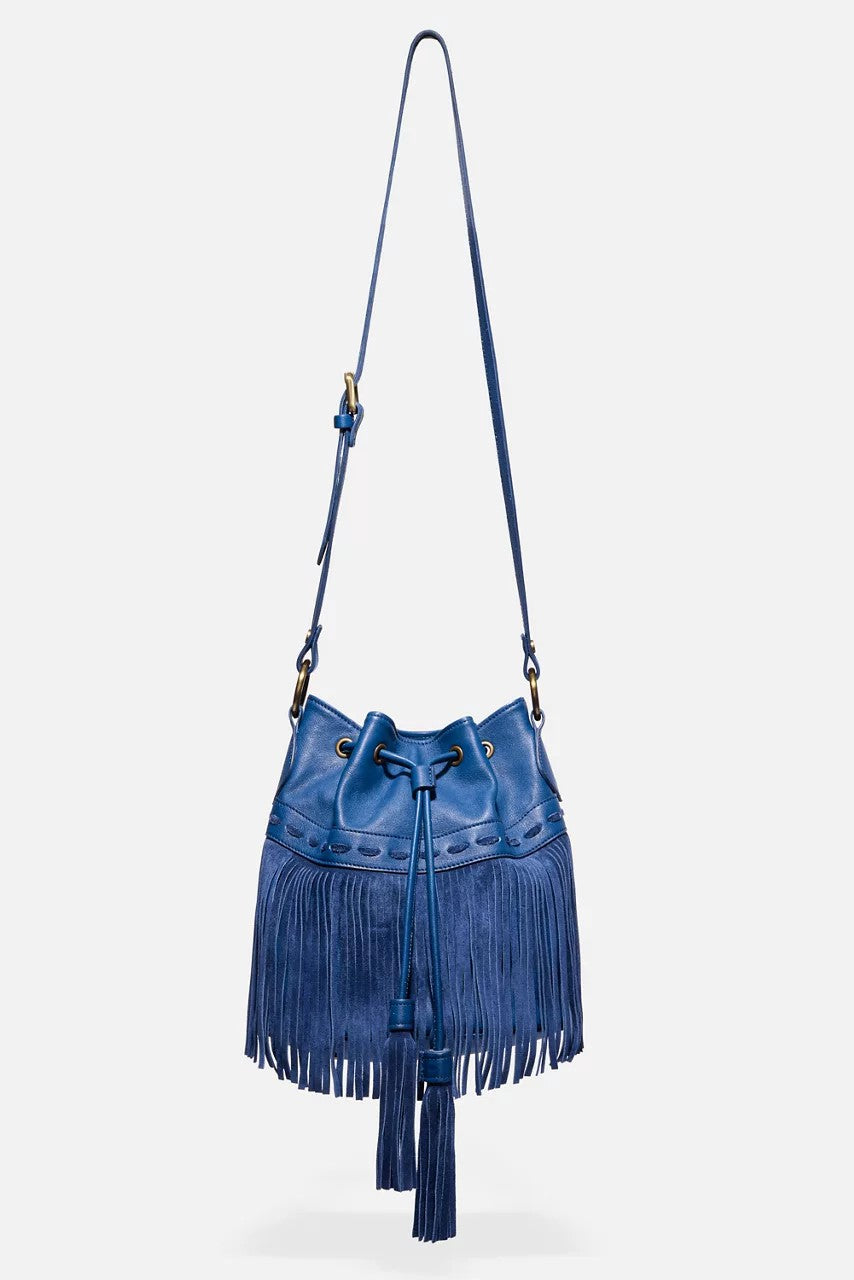 Johnny Was Women ITALIAN LEATHER FRINGE BUCKET BAG