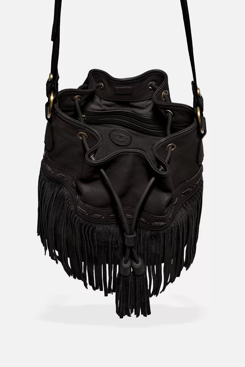 Johnny Was Women ITALIAN LEATHER FRINGE BUCKET BAG