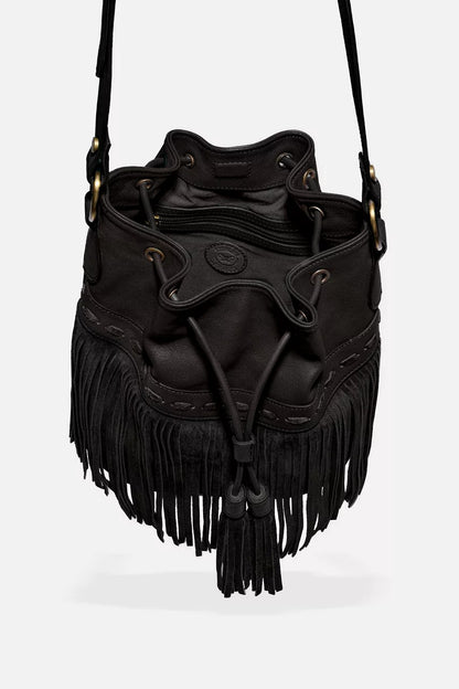 Johnny Was Women ITALIAN LEATHER FRINGE BUCKET BAG