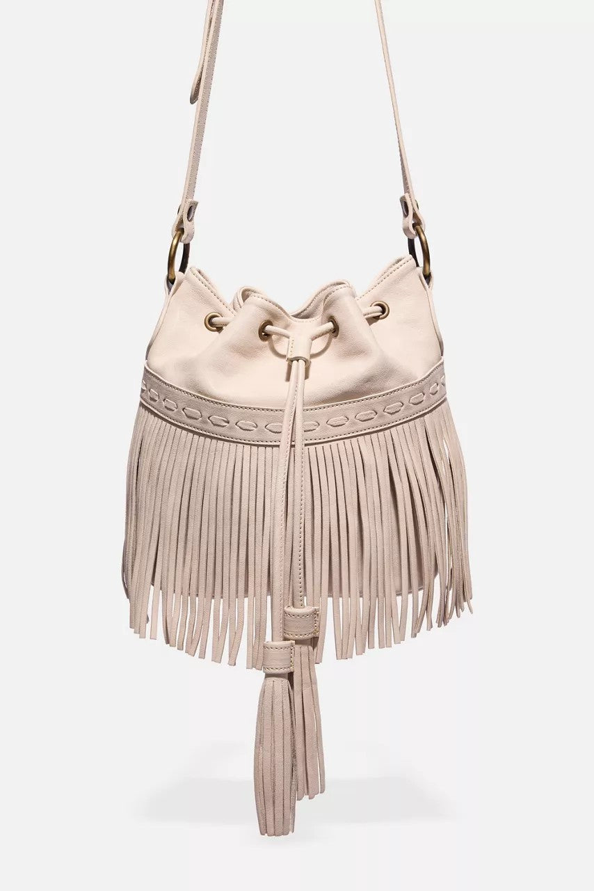 Johnny Was Women ITALIAN LEATHER FRINGE BUCKET BAG