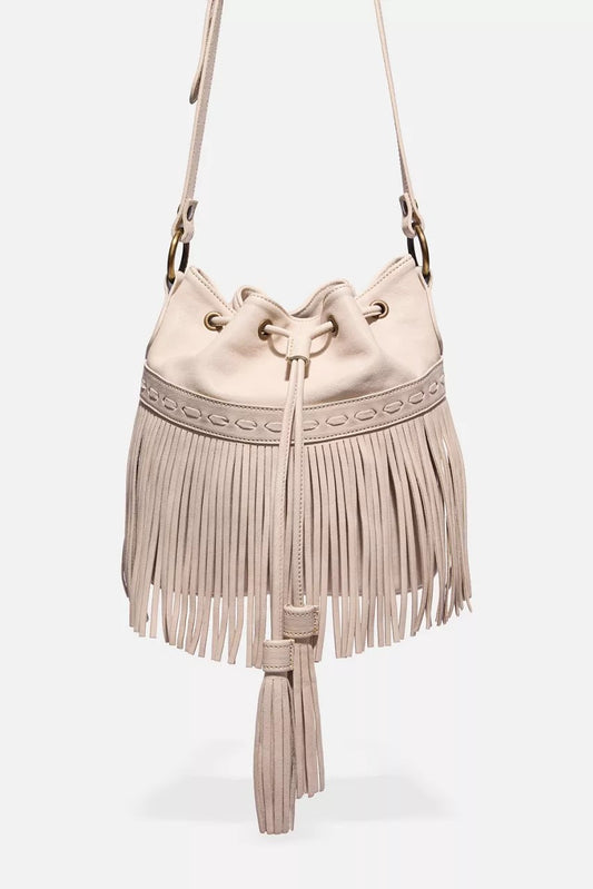 Johnny Was Women ITALIAN LEATHER FRINGE BUCKET BAG