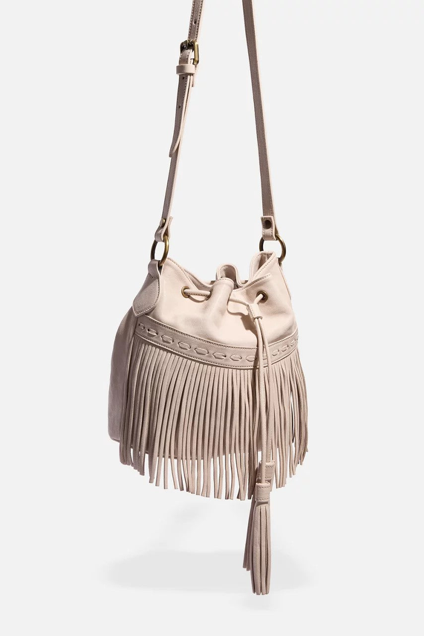 Johnny Was Women ITALIAN LEATHER FRINGE BUCKET BAG