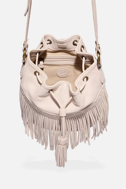Johnny Was Women ITALIAN LEATHER FRINGE BUCKET BAG