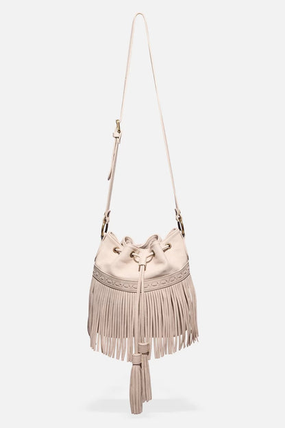 Johnny Was Women ITALIAN LEATHER FRINGE BUCKET BAG