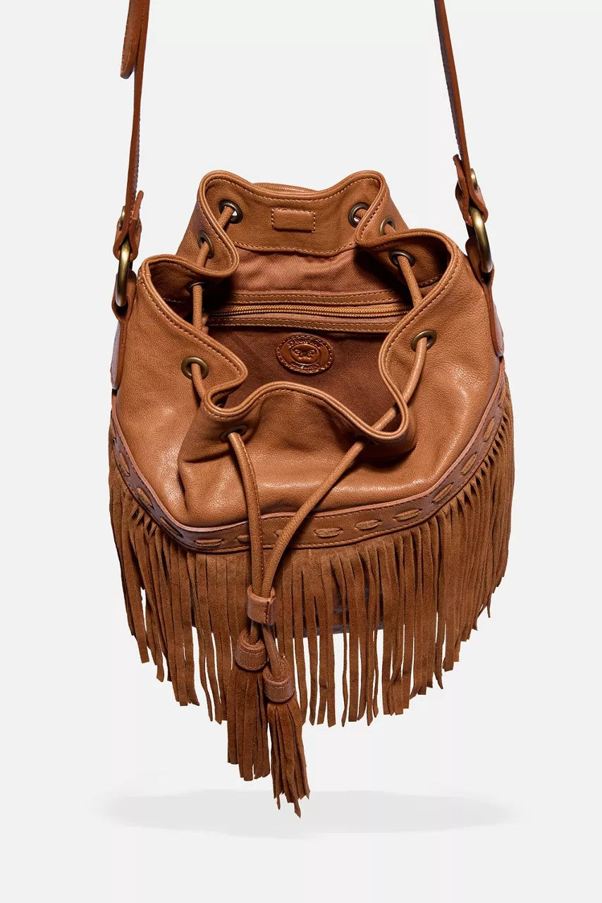 Johnny Was Women ITALIAN LEATHER FRINGE BUCKET BAG