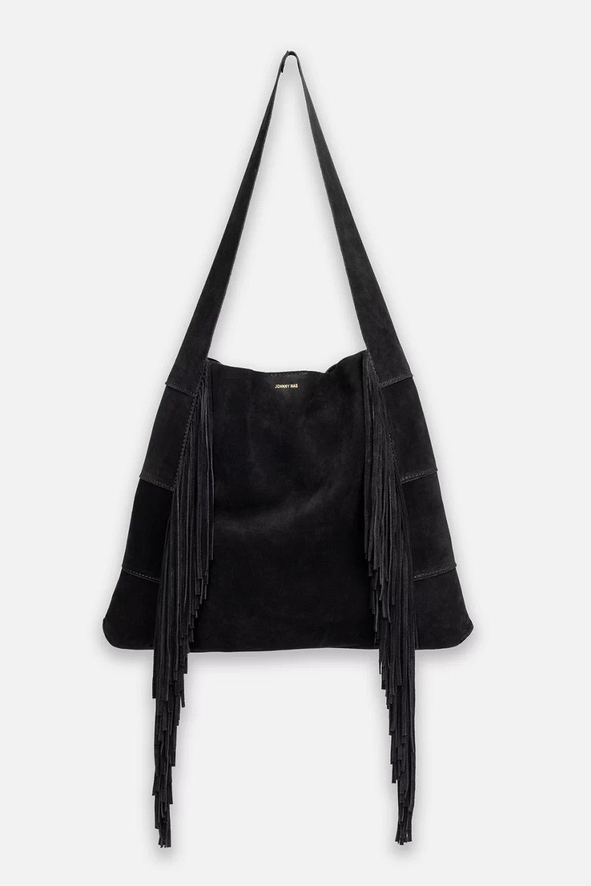 Johnny Was Women NERO ITALIAN SUEDE FRINGE HOBO