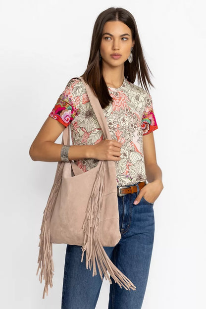 Johnny Was Women ITALIAN SUEDE FRINGE HOBO