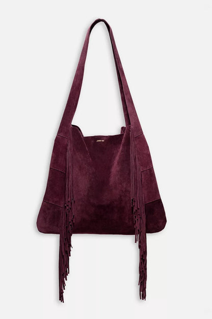 Johnny Was Women AMARONE ITALIAN SUEDE FRINGE HOBO