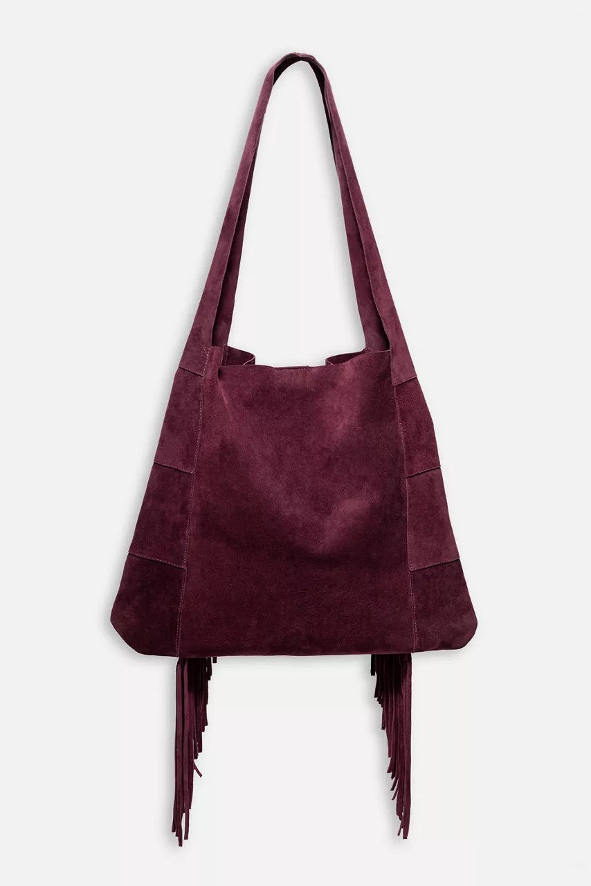Johnny Was Women AMARONE ITALIAN SUEDE FRINGE HOBO