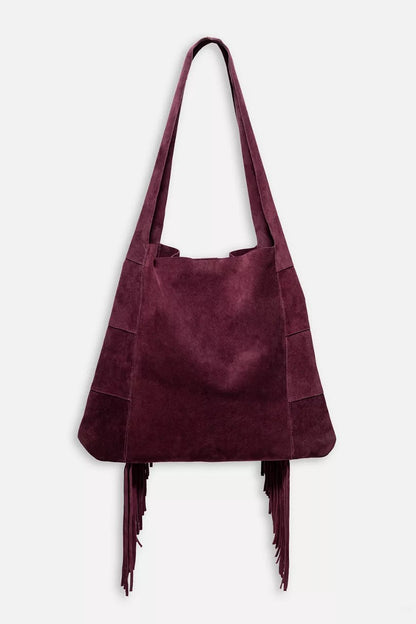 Johnny Was Women AMARONE ITALIAN SUEDE FRINGE HOBO