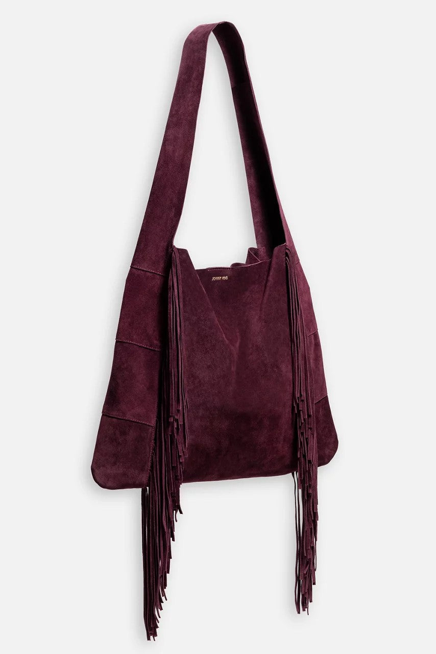 Johnny Was Women AMARONE ITALIAN SUEDE FRINGE HOBO