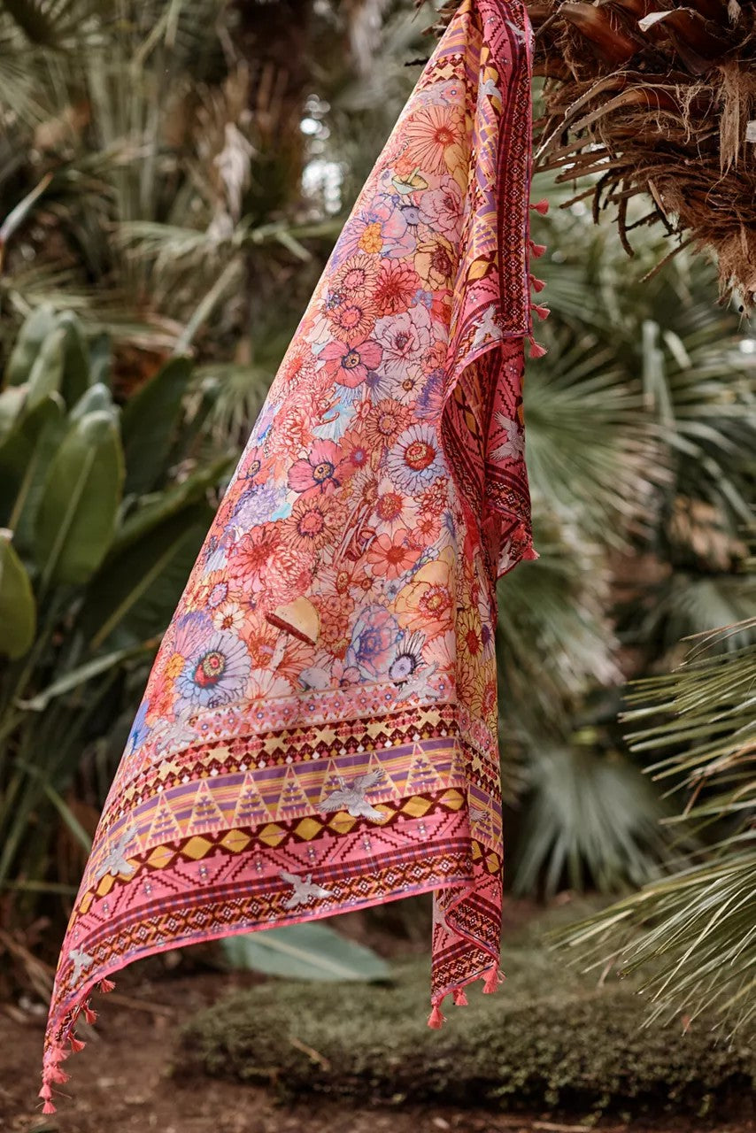 Johnny Was Women SAGE PINK SILK SCARF