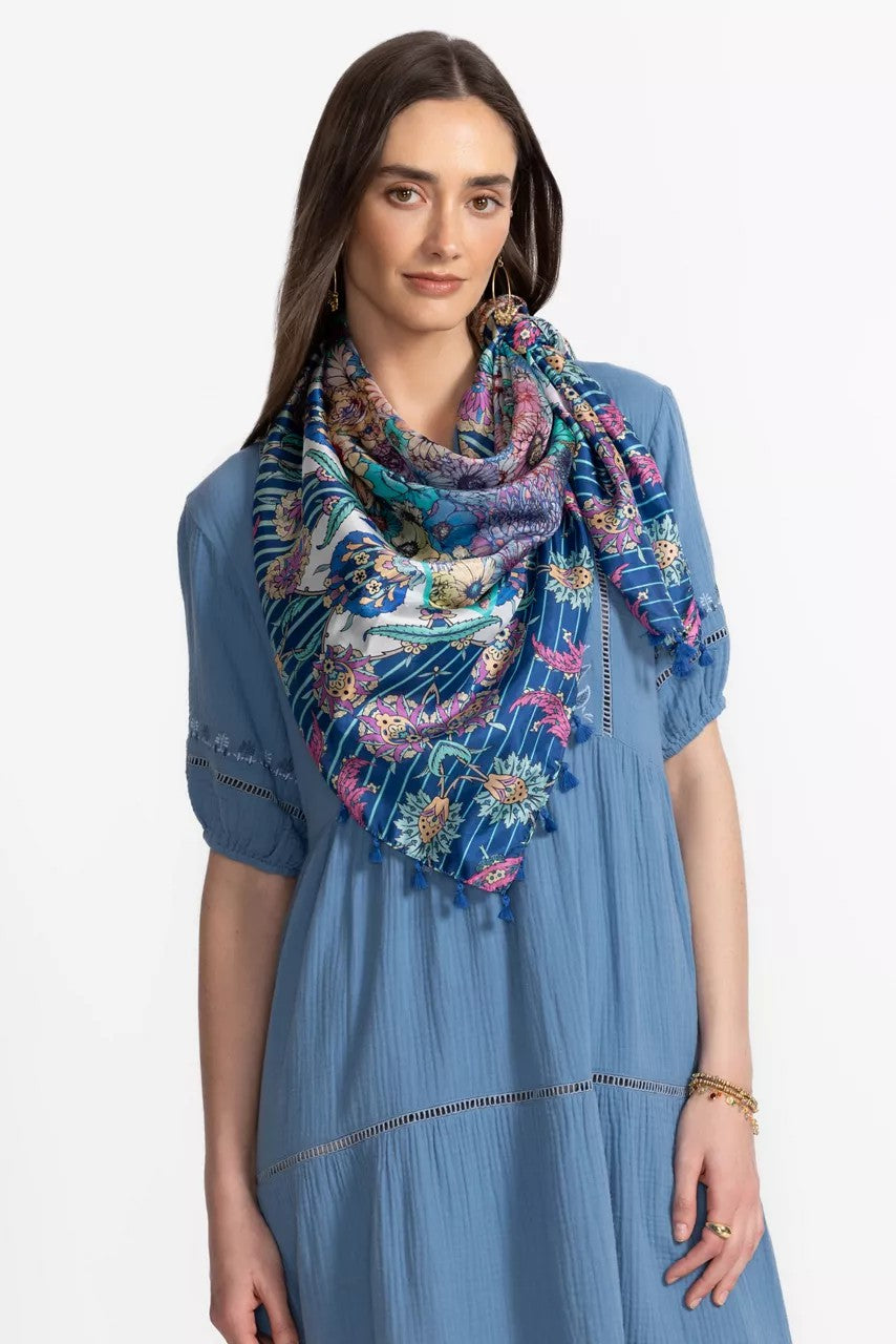 Johnny Was Women SAGE BLUE SILK SCARF