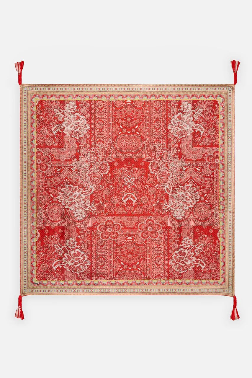 Johnny Was Women RED LACE SILK SCARF
