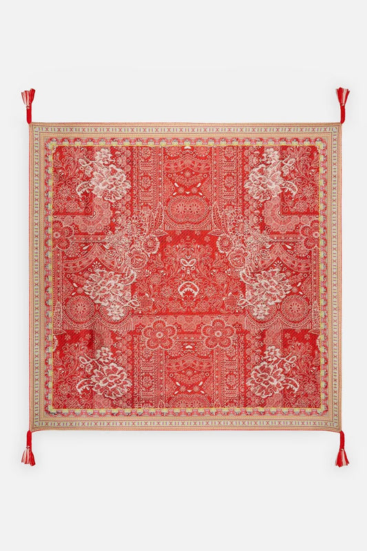 Johnny Was Women RED LACE SILK SCARF